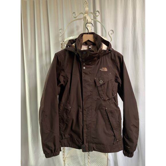The North Face Jacket Utility Snowboard Windbreaker Hyvent Hood Brown Pink Med - Picture 1 of 16